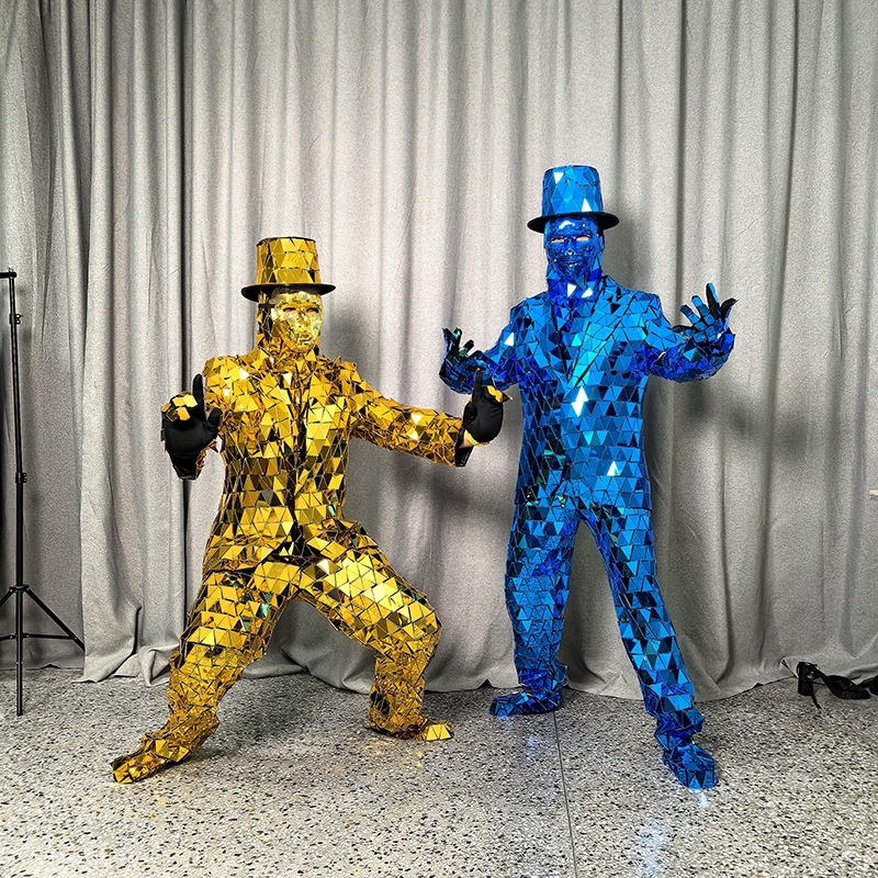 silver reflective mirror suit
