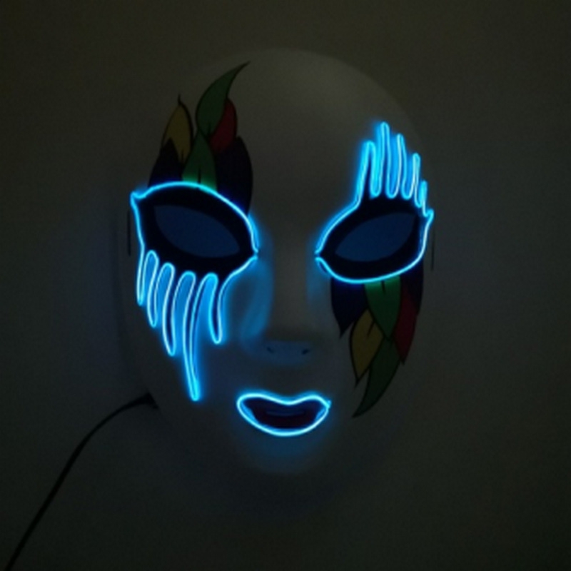 Hot Sale Custom Logo LED Glowing Face Luminous in the Dark Light Made of Plastic Material for Cosplay Halloween Game Party Club