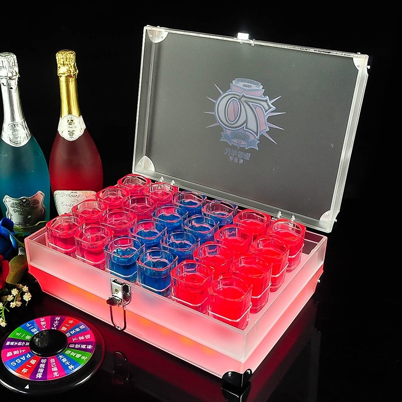 suitcase led wine glass holder
