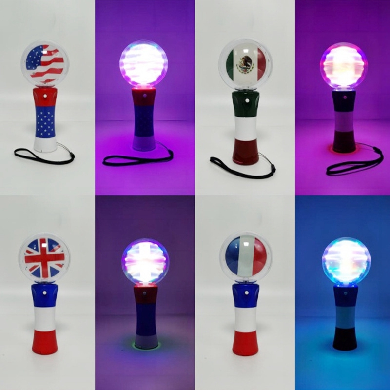 National Flag Light-Up Spinning Ball  Stick